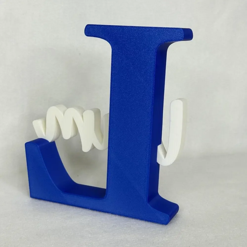 Liam Letter L Blue Tabletop Sign Small Plastic Kids Nursery Name Decor Accent
